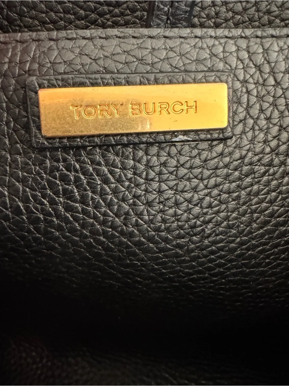 Tory Burch Black Leather Tassel Tote with Double Handles